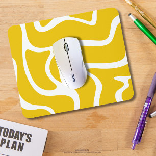 Elegant abstract yellow and white contemporary mouse pad