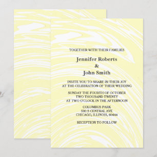 Elegant Abstract Yellow Creamy White Ivory Wedding Invitation