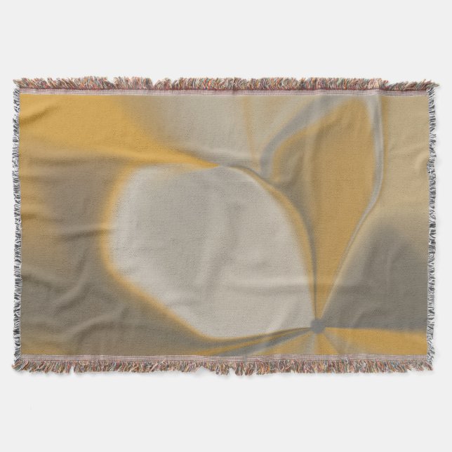 Elegant Abstract Yellow White Petal Corner Floral Throw Blanket (Front)