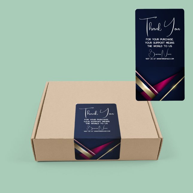 Élégant Abstrait Gold Blue Merci Box Étiquette (Créateur téléchargé)