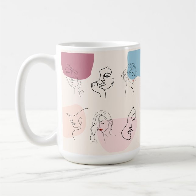 Elégant Abstrait Woman Line Art Mug (Gauche)