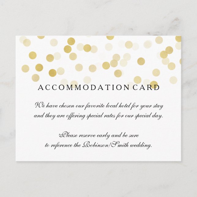 Elegant Accommodation Gold Foil Glitter Lights Postcard (Front)