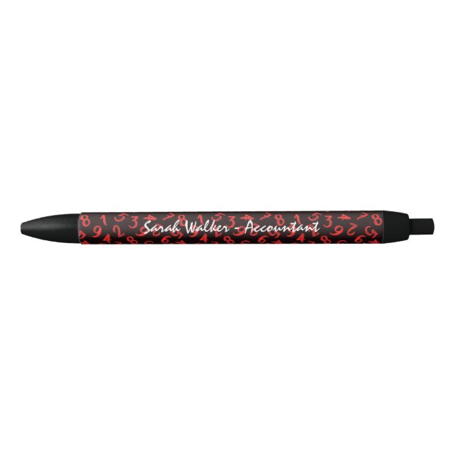 Elegant Accountant Numbers White Red Black Pattern Black Ink Pen (Front)