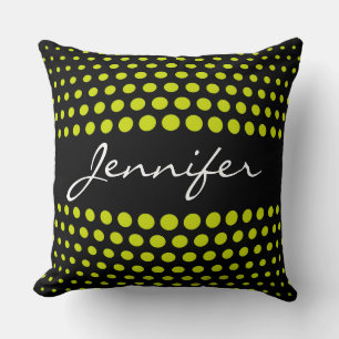 Elegant Acid Green Polka Dots Pattern Throw Pillow