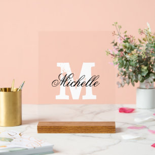 Elegant acrylic sign with custom monogram text