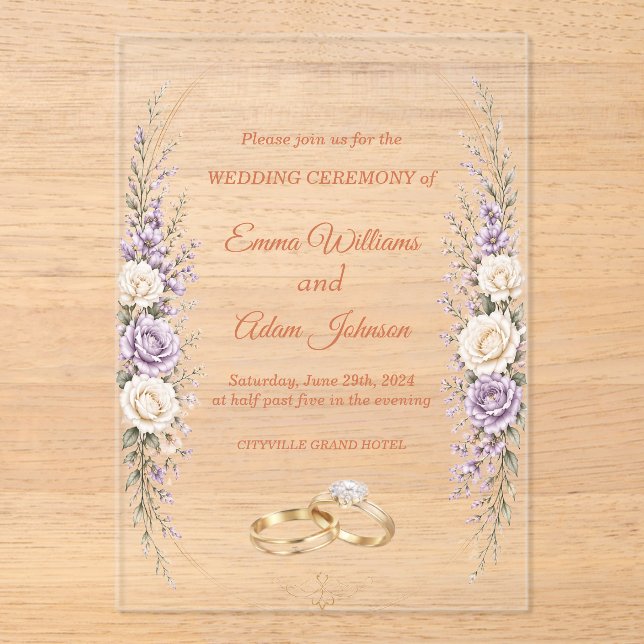 Elegant Acrylic Wedding Invitation (Front)