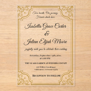Elegant Acrylic Wedding Invitation with Gold Foil 