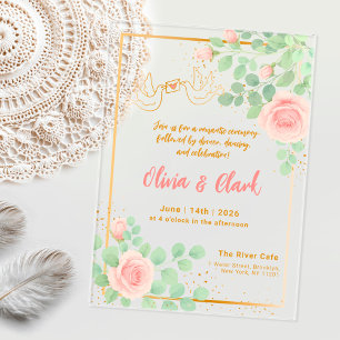 Elegant Acrylic Wedding with Floral Design Acrylic Invitations