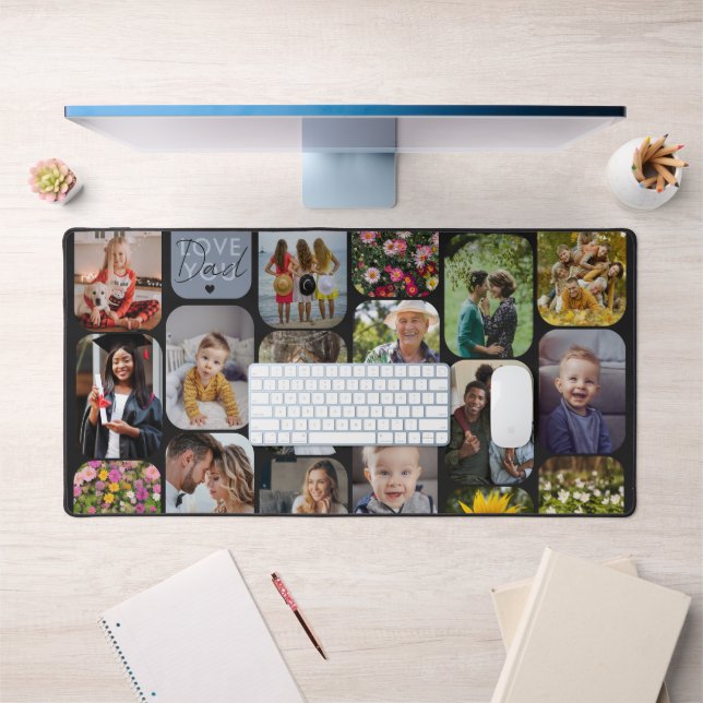    Elegant Add 17 Photos Modern Love You Dad Black Desk Mat (Office 1)