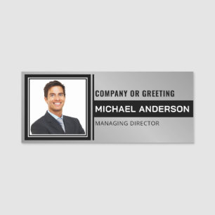 Elegant & Add Logo Corporate Professional Employee Name Tag