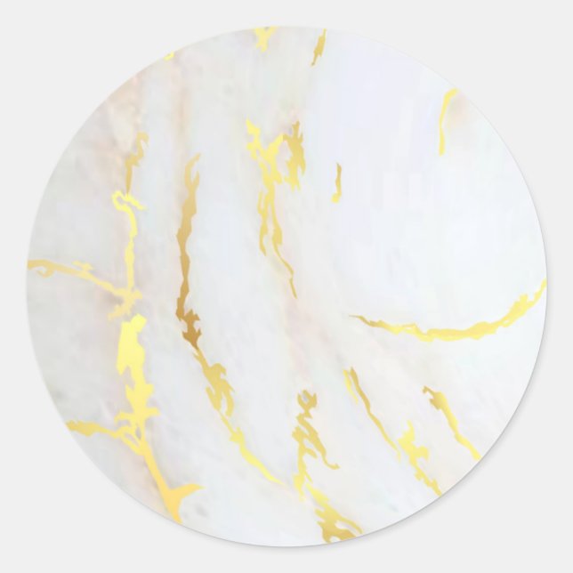 Elegant Add Your Text Gold Marble Blank Template Classic Round Sticker (Front)