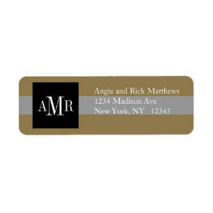Elegant Address Label Three Monograms Weddings