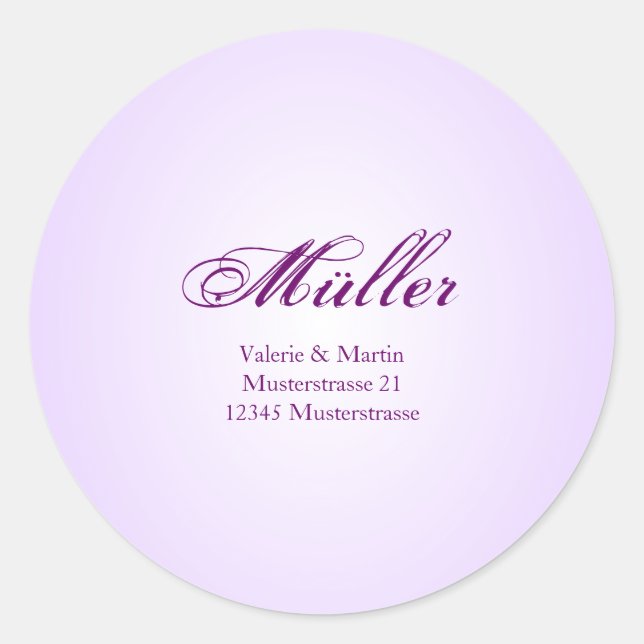Elegant address sticker in Lila for your wedding (Front)
