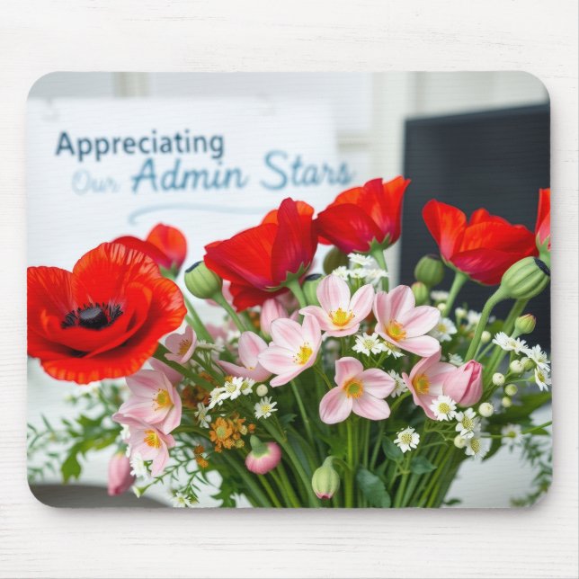 Elegant Admin Day Floral Thank You Design Mouse Pad (Front)