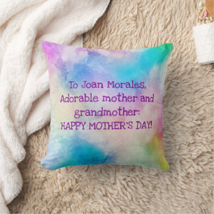 Elegant Adorable Mother Grandmother Watercolor Art Throw Pillow