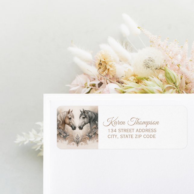 Élégant Adresse de retour Cheval (Elegant Horses Return Address Label)