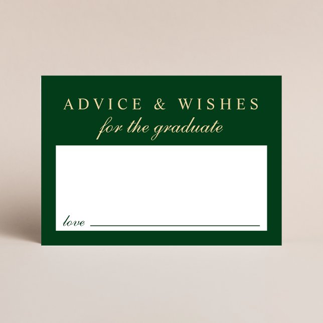 Elegant Advice For Grad Green Gold Graduation Enclosure Card (Creator Uploaded)