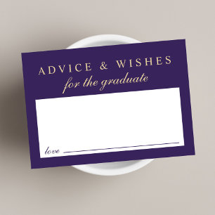 Elegant Advice For The Grad Purple Gold Graduation Enclosure Card