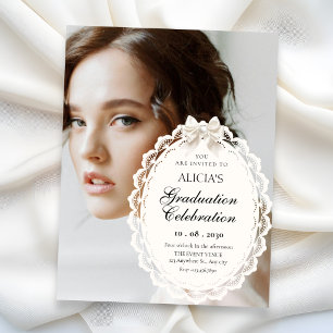 Elegant aesthetic coquette photo graduation invitation