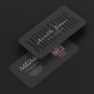 Elegant Aesthetic Marketing Pink Black Business Card