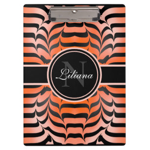 Elegant Aesthetic Orange & Black Tiger Skin Print Clipboard