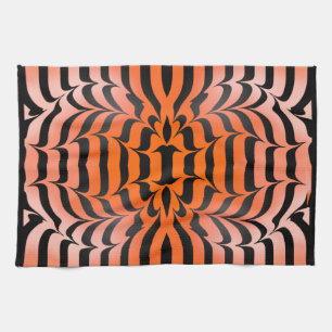 Elegant Aesthetic Orange & Black Tiger Skin Print Kitchen Towel