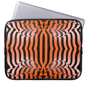 Elegant Aesthetic Orange & Black Tiger Skin Print Laptop Sleeve