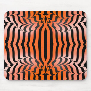 Elegant Aesthetic Orange & Black Tiger Skin Print Mouse Pad