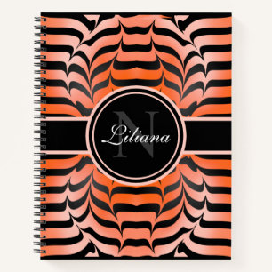 Elegant Aesthetic Orange & Black Tiger Skin Print Notebook
