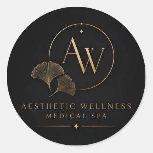 Elegant Aesthetic Wellness Clinic Monogram Logo Classic Round Sticker