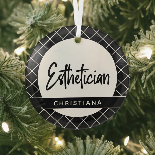 Elegant Aesthetician Beautician Personalized  Glass Ornament (Insitu)
