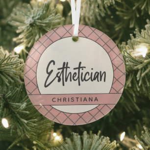 Elegant Aesthetician Beautician Personalized Glass Ornament
