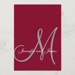 Elegant Affair Burgundy Script Monogram Wedding Invitation