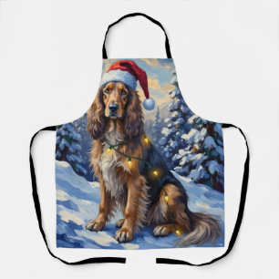 Elegant Afghan Hound Winter Wonderland Christmas Apron