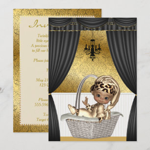 Elegant African American Ethnic Baby Shower Invitation
