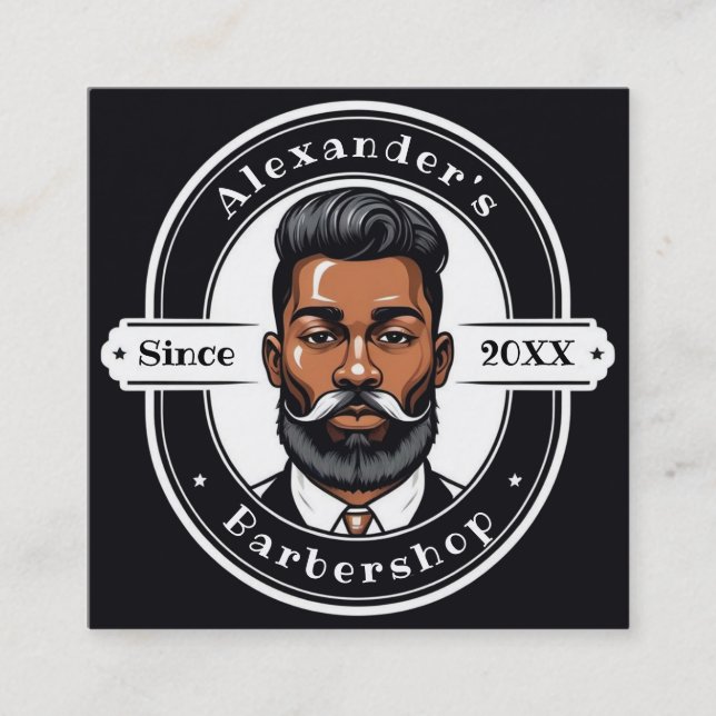 Elegant African American Man Personalize Square Business Card (Front)