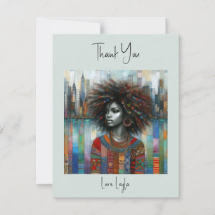 Elegant African American Woman Flat Thank You Card