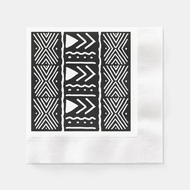 Elegant African Black Bogolan Design Paper Napkins (Front)