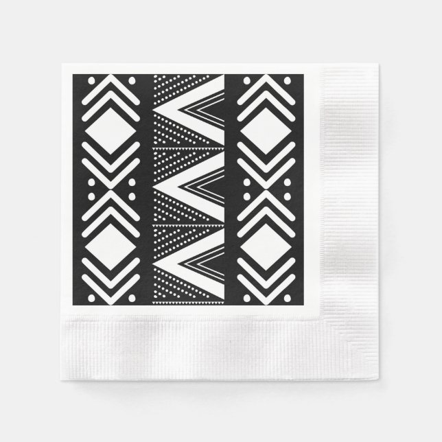 Elegant African Bogolan Design Paper Napkins (Front)