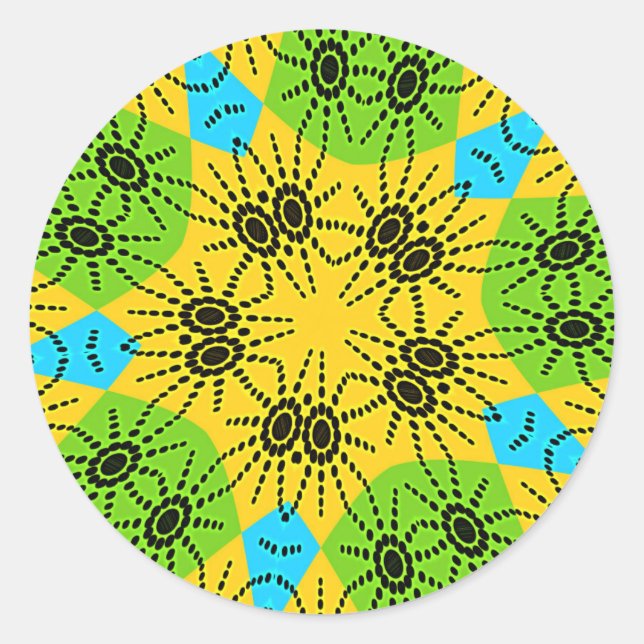 Elegant African-Inspired Spider Traditional Motif  Classic Round Sticker (Front)