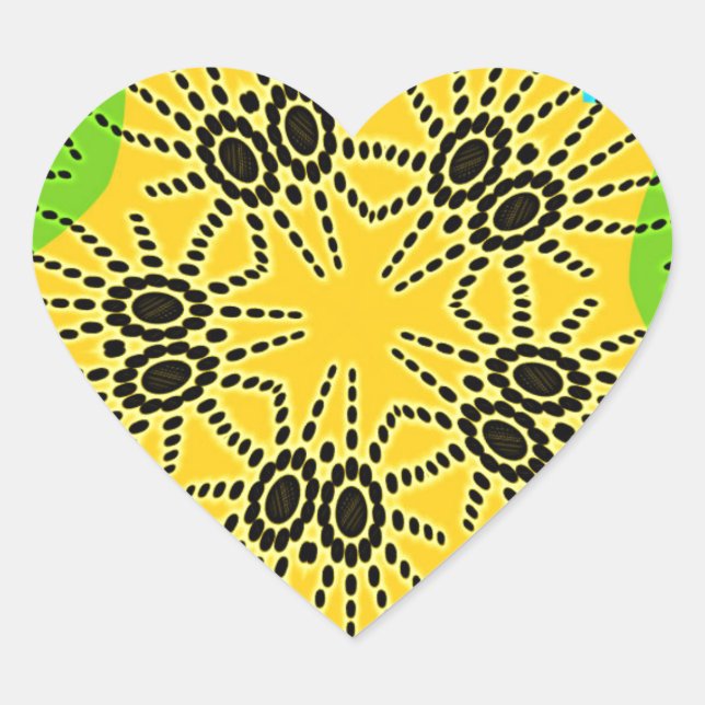 Elegant African-Inspired Spider Traditional Motif  Heart Sticker (Front)
