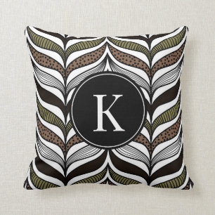 Elegant African Pattern with Custom Monogram Throw Pillow