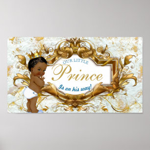 Elegant African Prince White & Gold Marble Poster