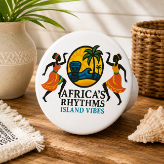 Elegant African Tribal Drum Dance Ceramic Knob