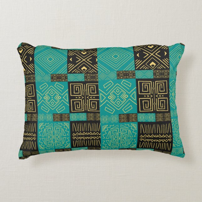 Elegant African Tribal Geometric Pattern  Accent Pillow (Front)