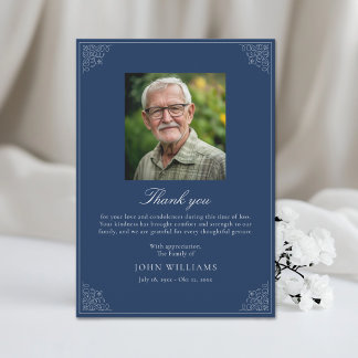 Elegant After Funeral Memorial Sympathy Photo Thank You Card