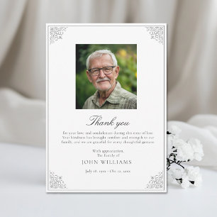 Elegant After Funeral Memorial Sympathy Photo Thank You Card