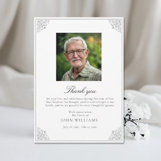 Elegant After Funeral Memorial Sympathy Photo Thank You Card