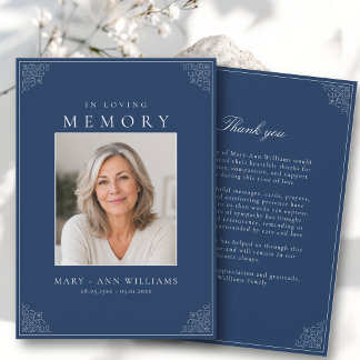 Elegant After Funeral Memorial Sympathy Photo Thank You Card