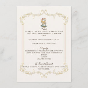 Elegant Afternoon Tea Bridal Shower Details Card